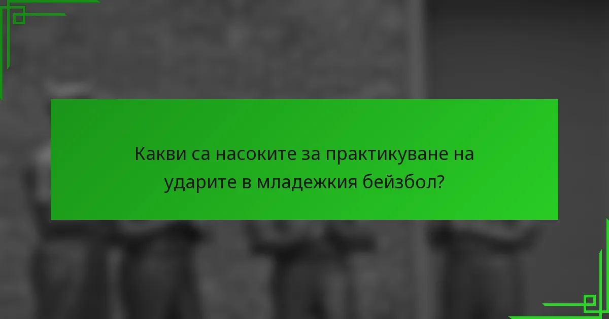 Какви са насоките за практикуване на ударите в младежкия бейзбол?