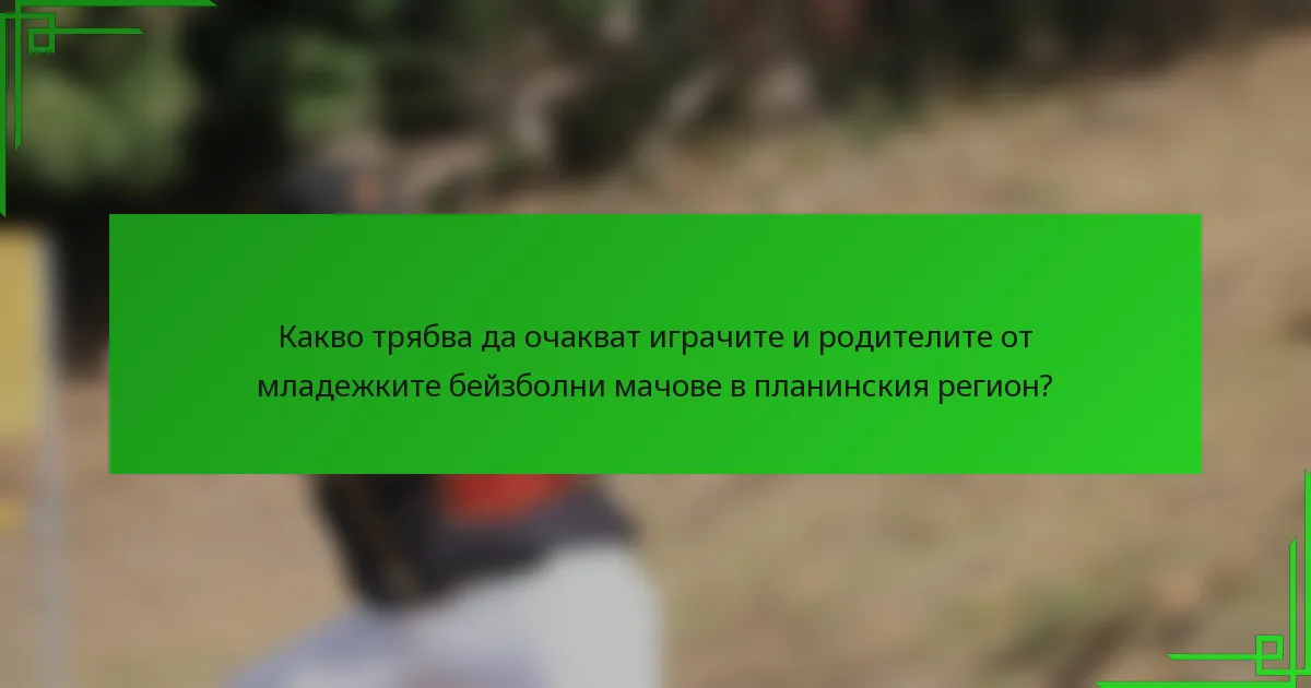 Какво трябва да очакват играчите и родителите от младежките бейзболни мачове в планинския регион?
