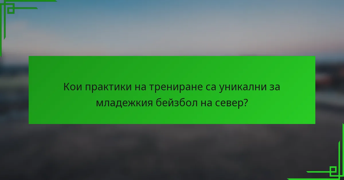 Кои практики на трениране са уникални за младежкия бейзбол на север?
